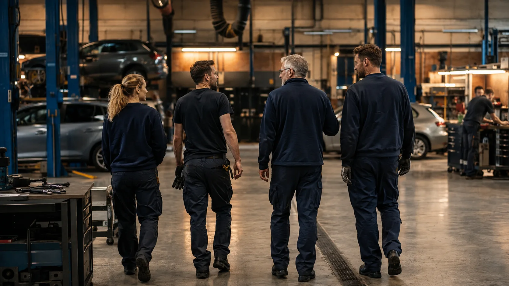 Teamet på Larssons Bil i verkstaden
